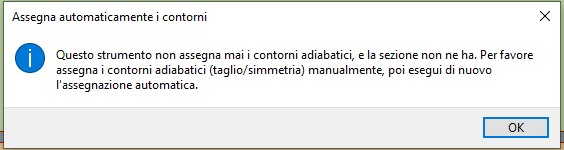 L'avviso che compare quando la sezione non ha tagli adiabatici.